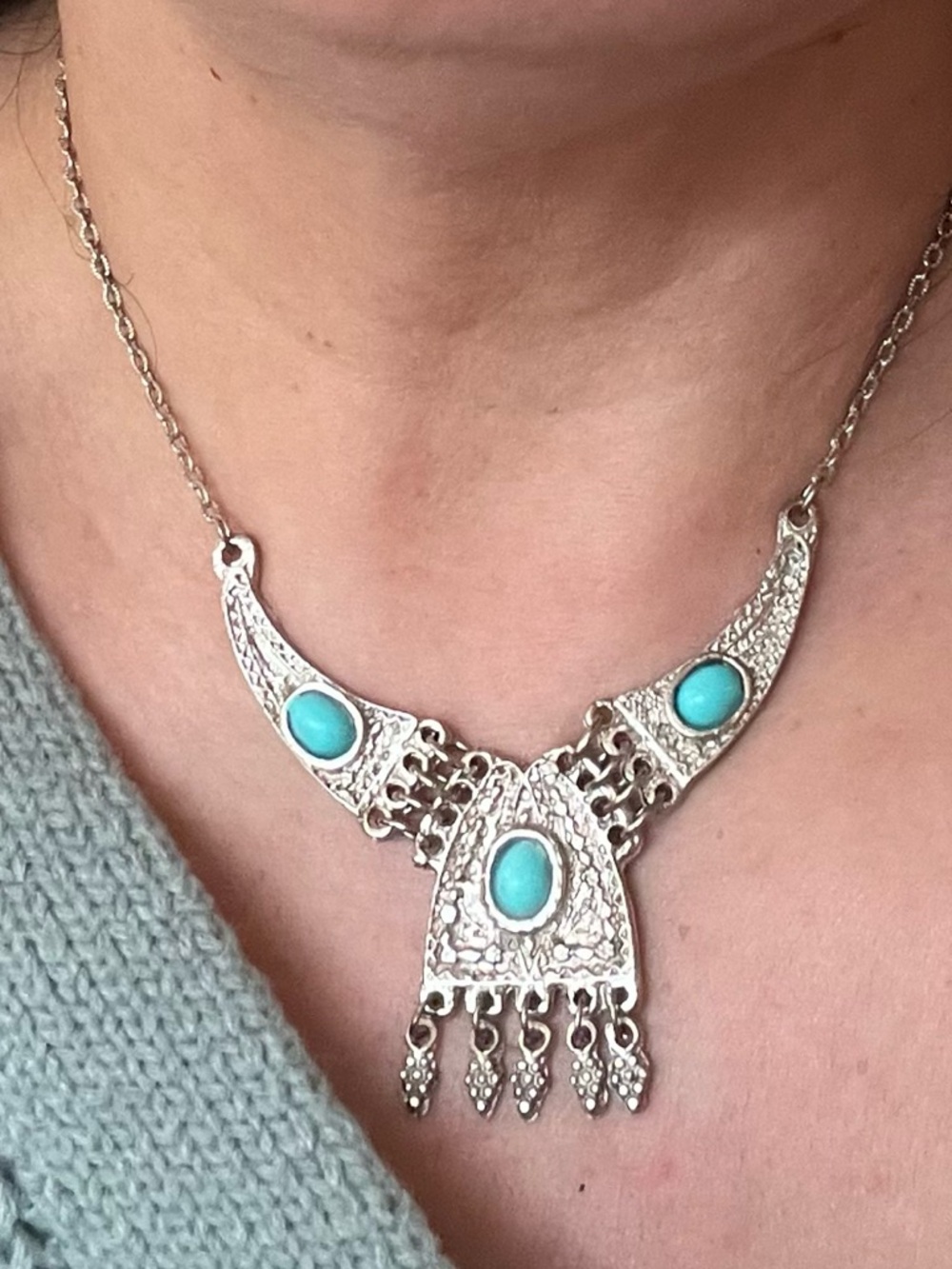 Boho Turquoise Statement Necklace (B-79)